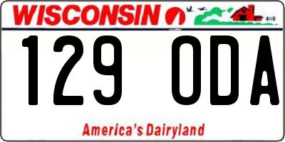 WI license plate 129ODA