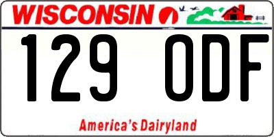 WI license plate 129ODF