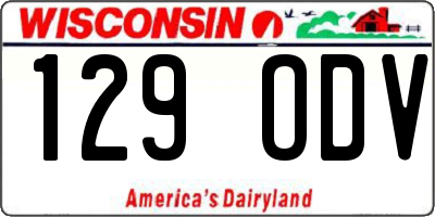 WI license plate 129ODV
