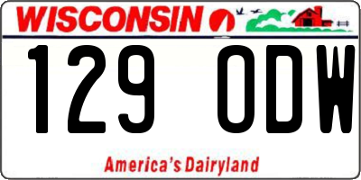 WI license plate 129ODW