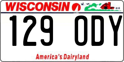 WI license plate 129ODY