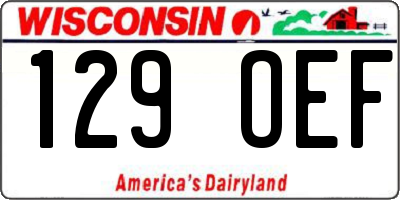 WI license plate 129OEF