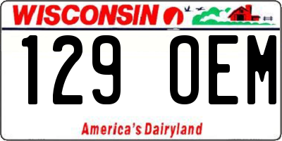 WI license plate 129OEM