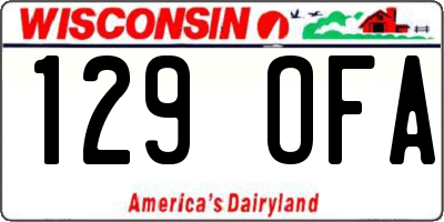 WI license plate 129OFA
