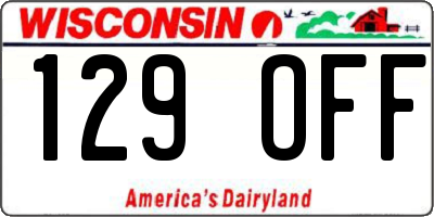 WI license plate 129OFF