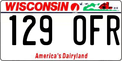 WI license plate 129OFR