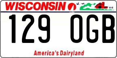WI license plate 129OGB