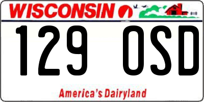 WI license plate 129OSD