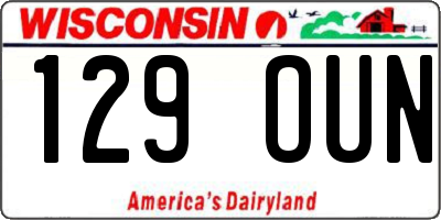 WI license plate 129OUN