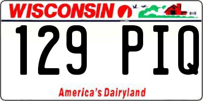 WI license plate 129PIQ