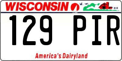 WI license plate 129PIR