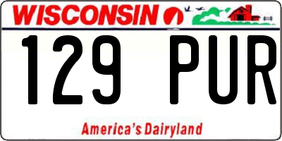 WI license plate 129PUR