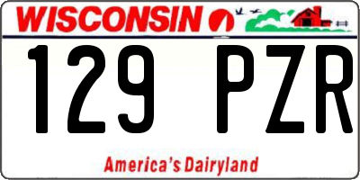 WI license plate 129PZR