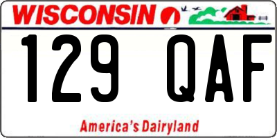 WI license plate 129QAF