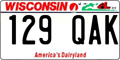 WI license plate 129QAK