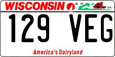 WI license plate 129VEG