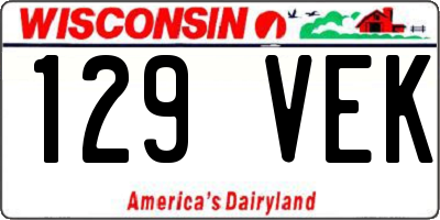 WI license plate 129VEK
