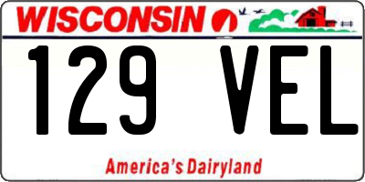 WI license plate 129VEL