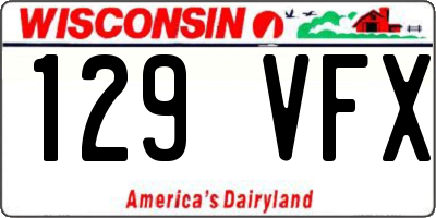 WI license plate 129VFX