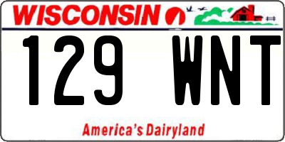 WI license plate 129WNT