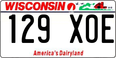 WI license plate 129XOE