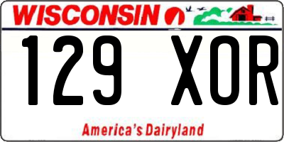 WI license plate 129XOR
