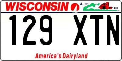 WI license plate 129XTN