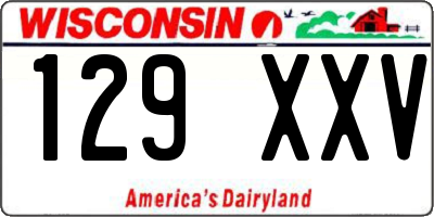 WI license plate 129XXV