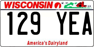 WI license plate 129YEA