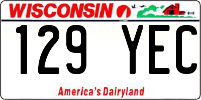 WI license plate 129YEC