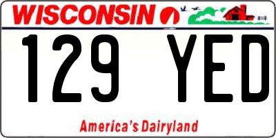 WI license plate 129YED