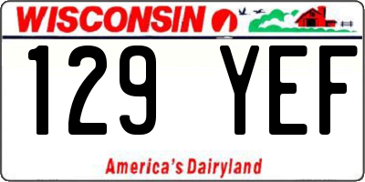 WI license plate 129YEF