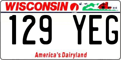 WI license plate 129YEG