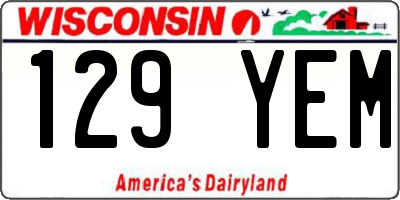 WI license plate 129YEM