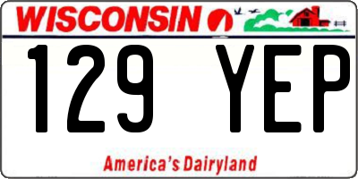 WI license plate 129YEP