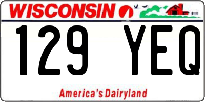 WI license plate 129YEQ