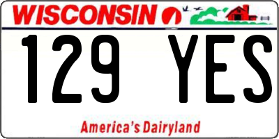 WI license plate 129YES