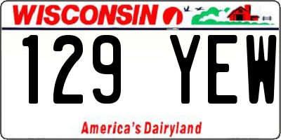 WI license plate 129YEW