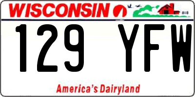 WI license plate 129YFW
