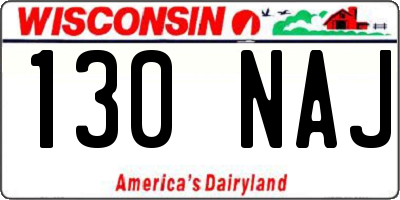 WI license plate 130NAJ