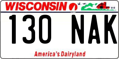 WI license plate 130NAK