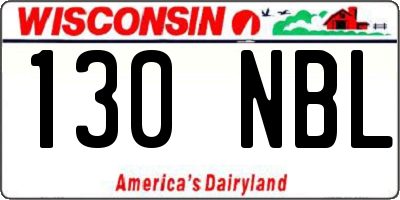 WI license plate 130NBL