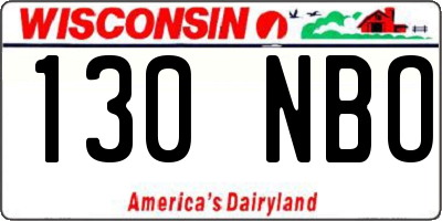 WI license plate 130NBO