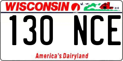 WI license plate 130NCE