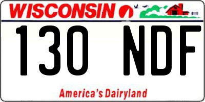 WI license plate 130NDF