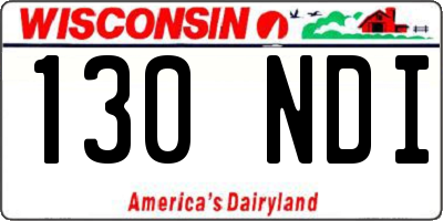 WI license plate 130NDI
