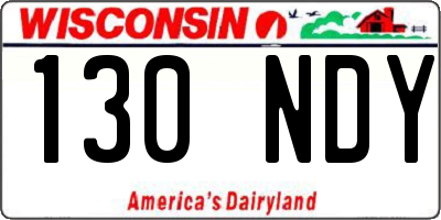 WI license plate 130NDY