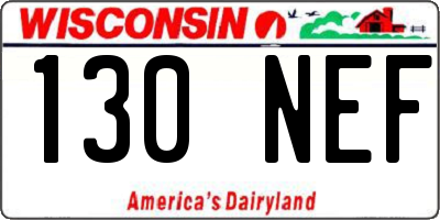 WI license plate 130NEF