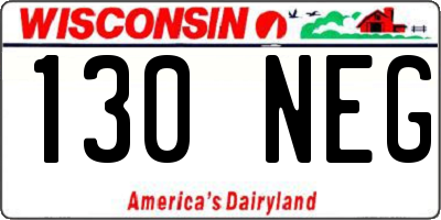 WI license plate 130NEG