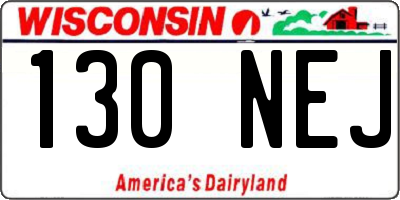 WI license plate 130NEJ